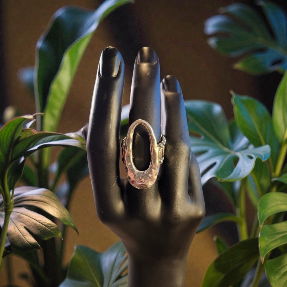 Elegant Silver Statement Adjustable Ring
